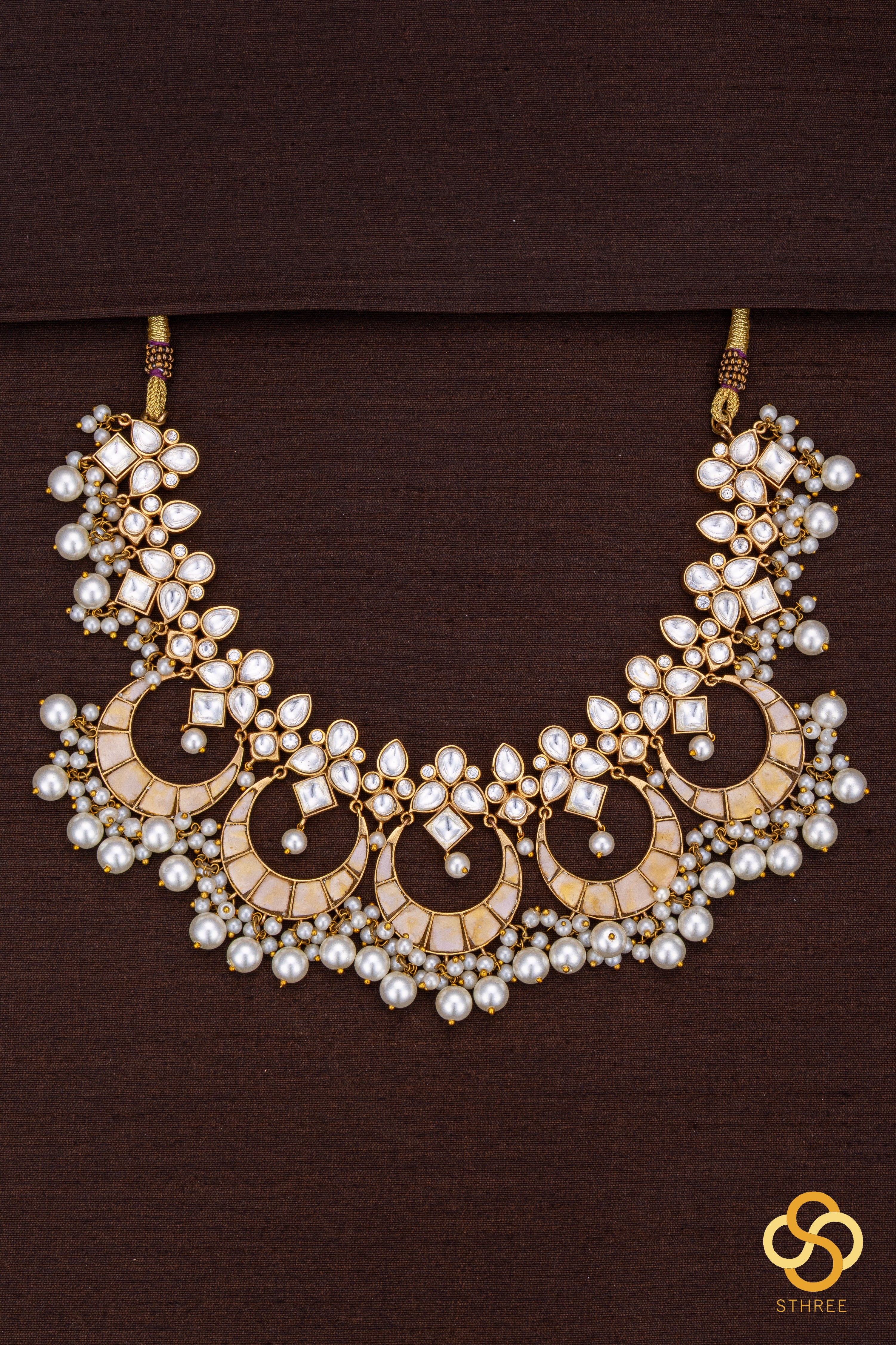 Chandbali Pendant with Pearls  - Jadau kundan