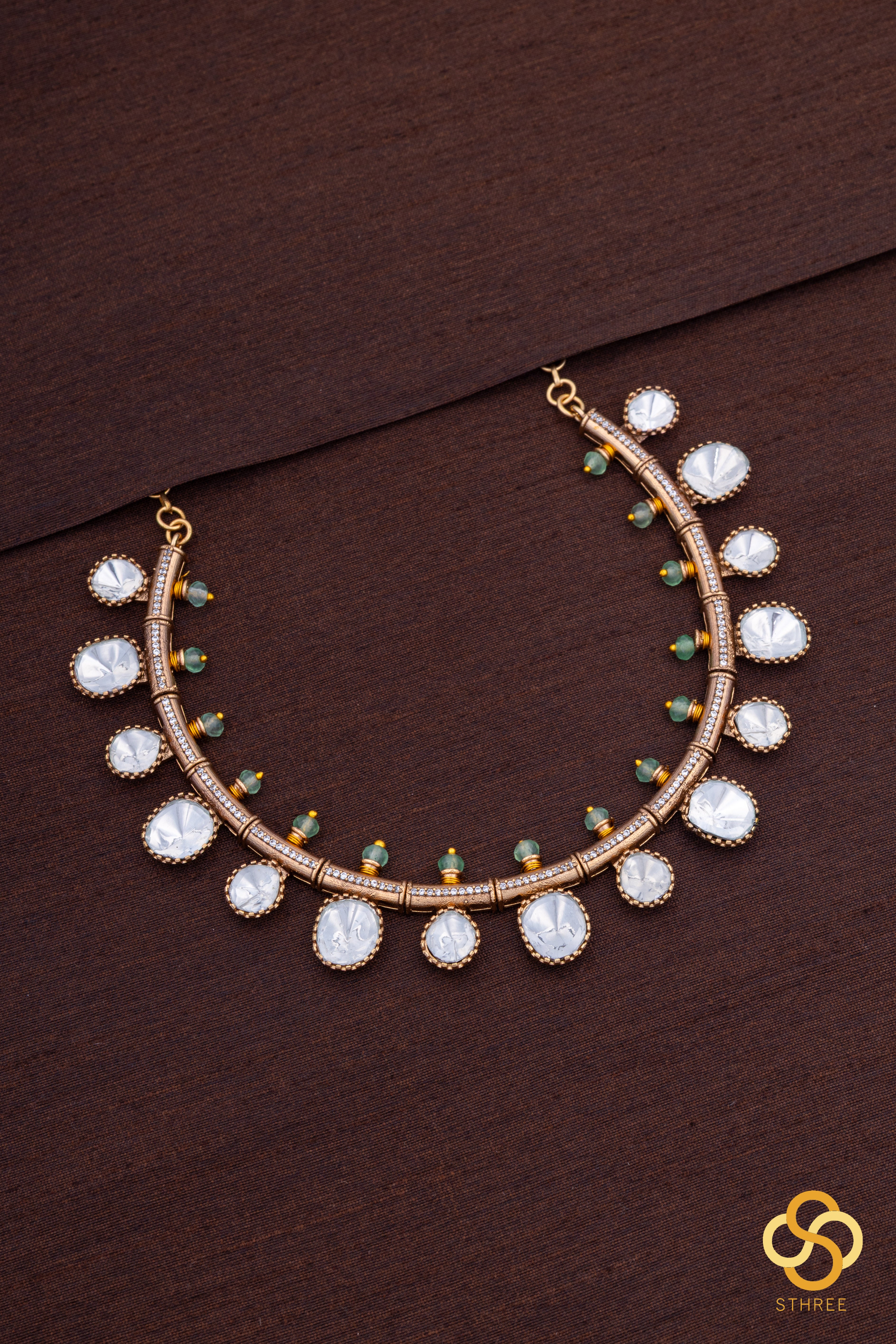 Kundan Kasumalai -  Light green beads on top