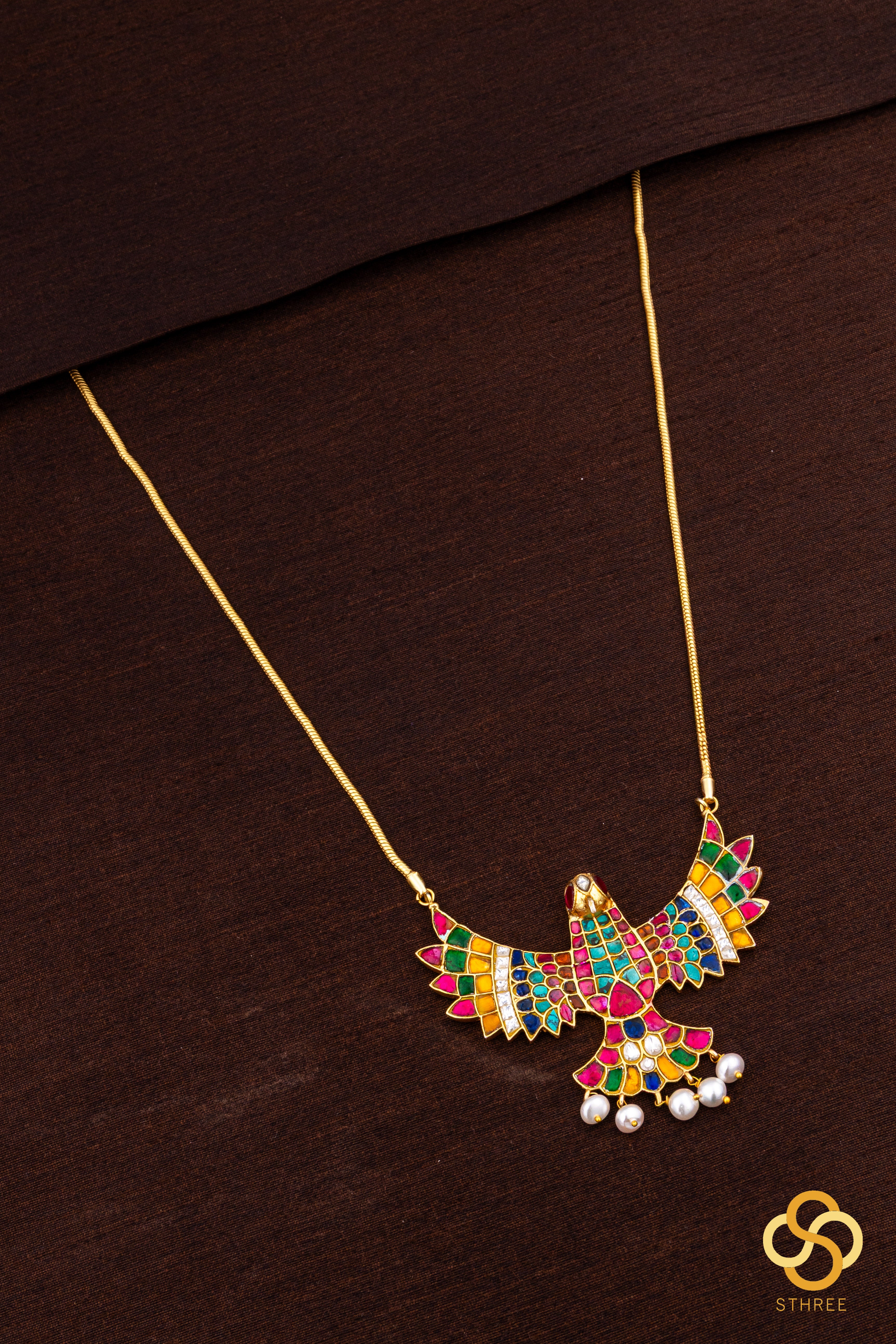 Gandaberunda Pendant with Pearls - Navarathna