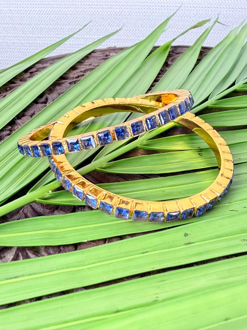 Square cut kemp stones - Sapphire blue