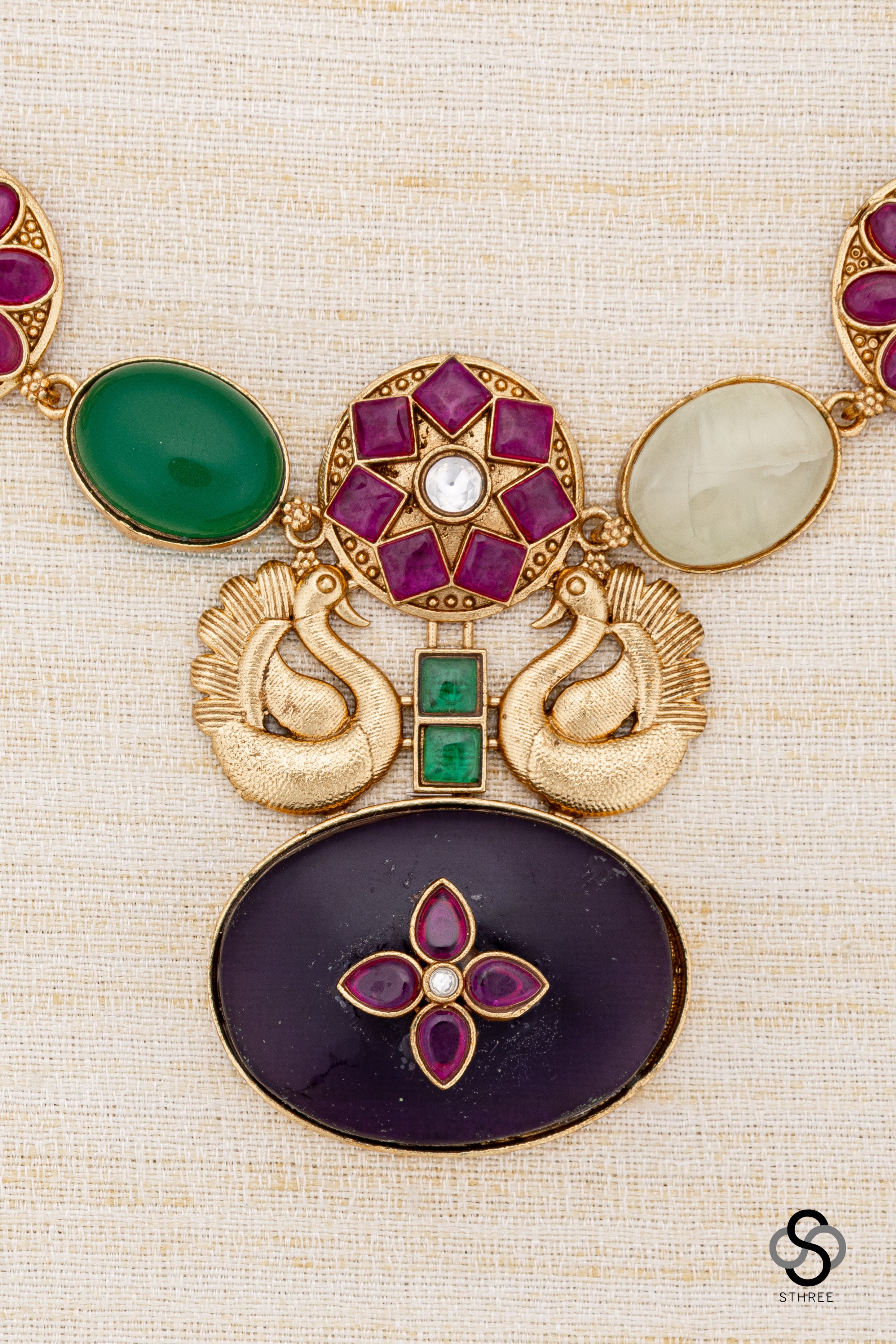 Multi colour cabochons with Amethyst pendant