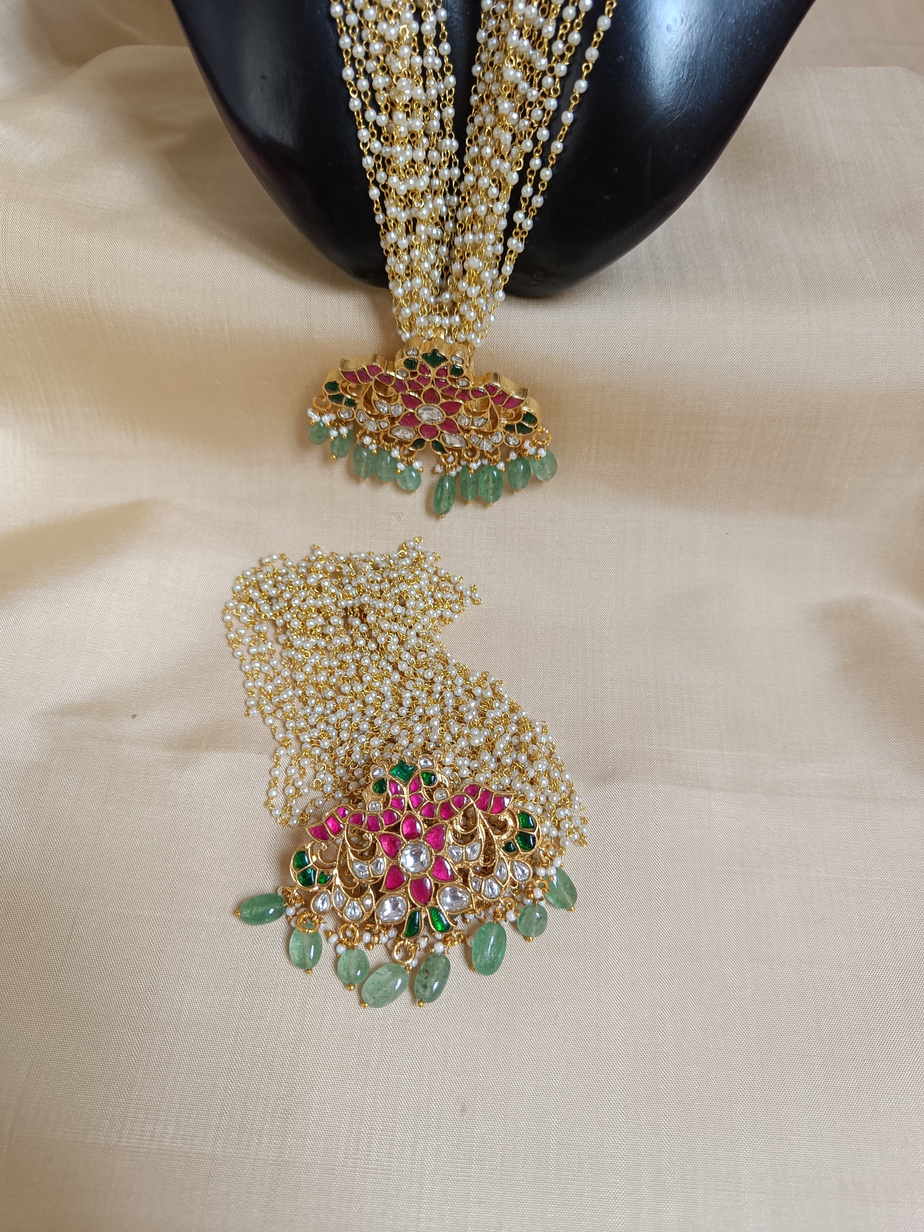 Jadau kundan with 16 lines of pearls