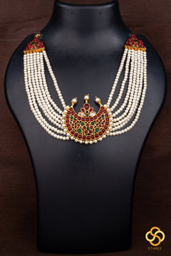 Pearls (7 liner) with Chandbali  Pendant