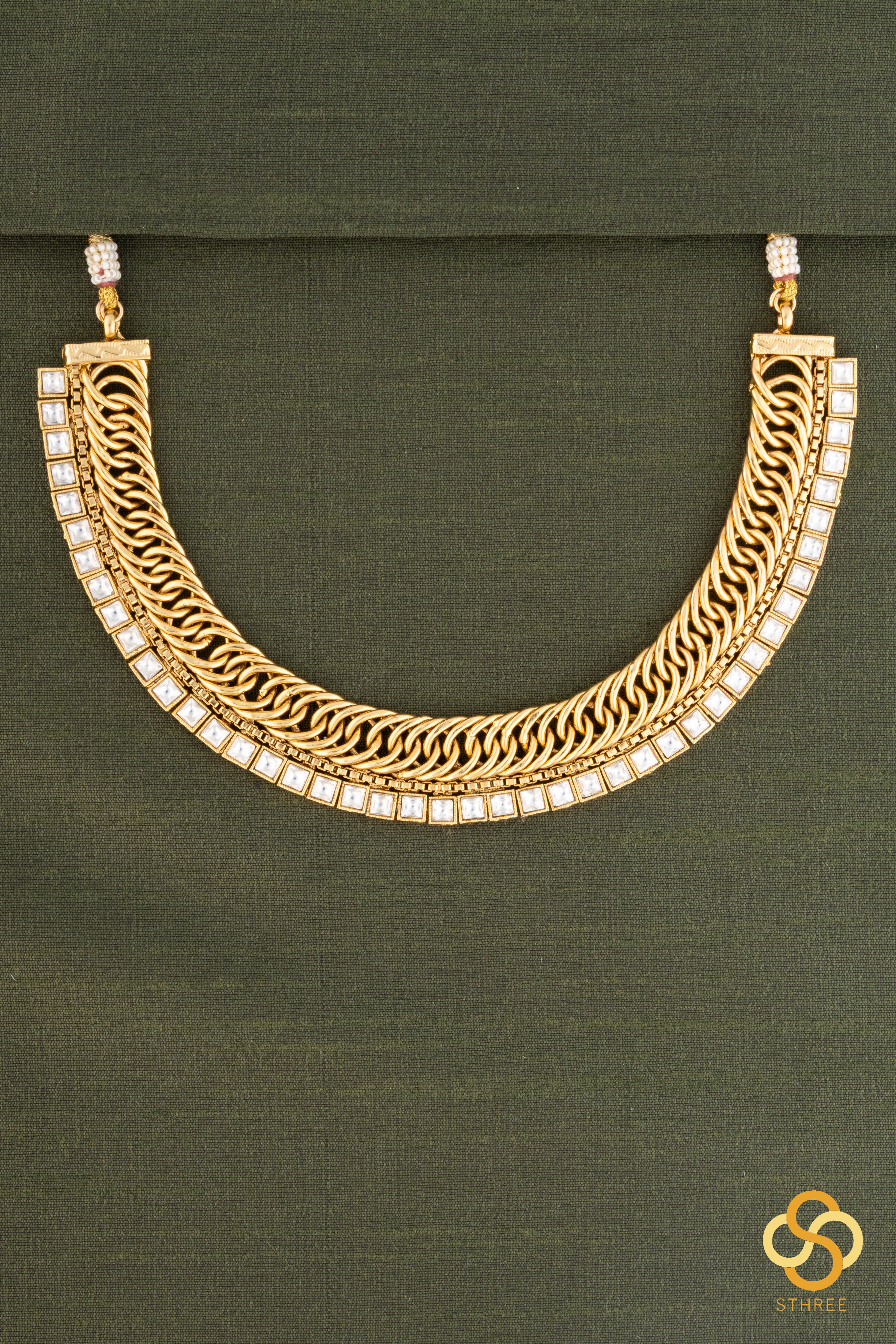 Moissonite stones, antique finish, jadau kundan choker