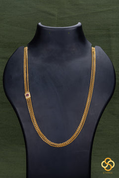 Mogappu with Three Line Chain - Ruby Red