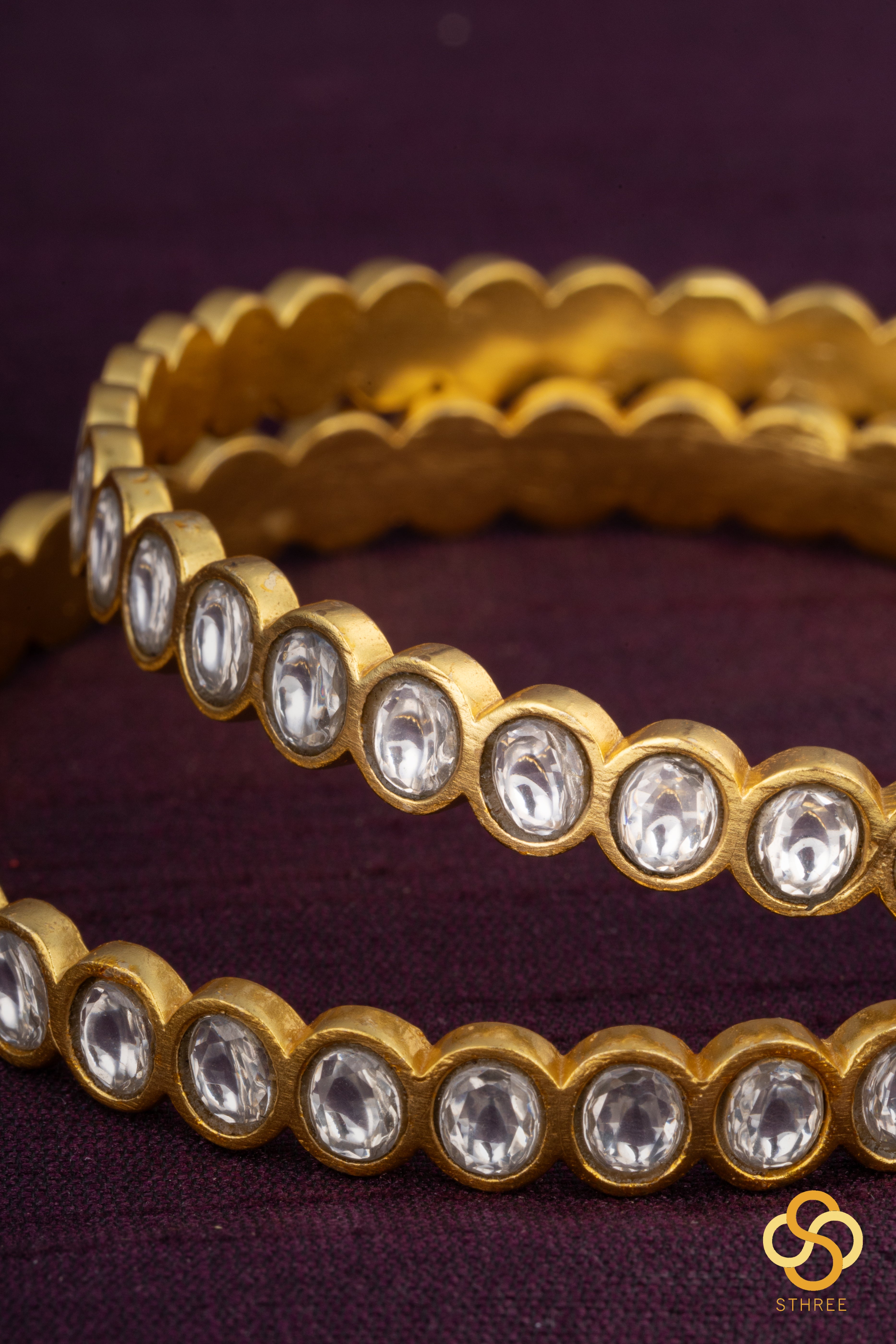 Jadau Kundan bangles - White