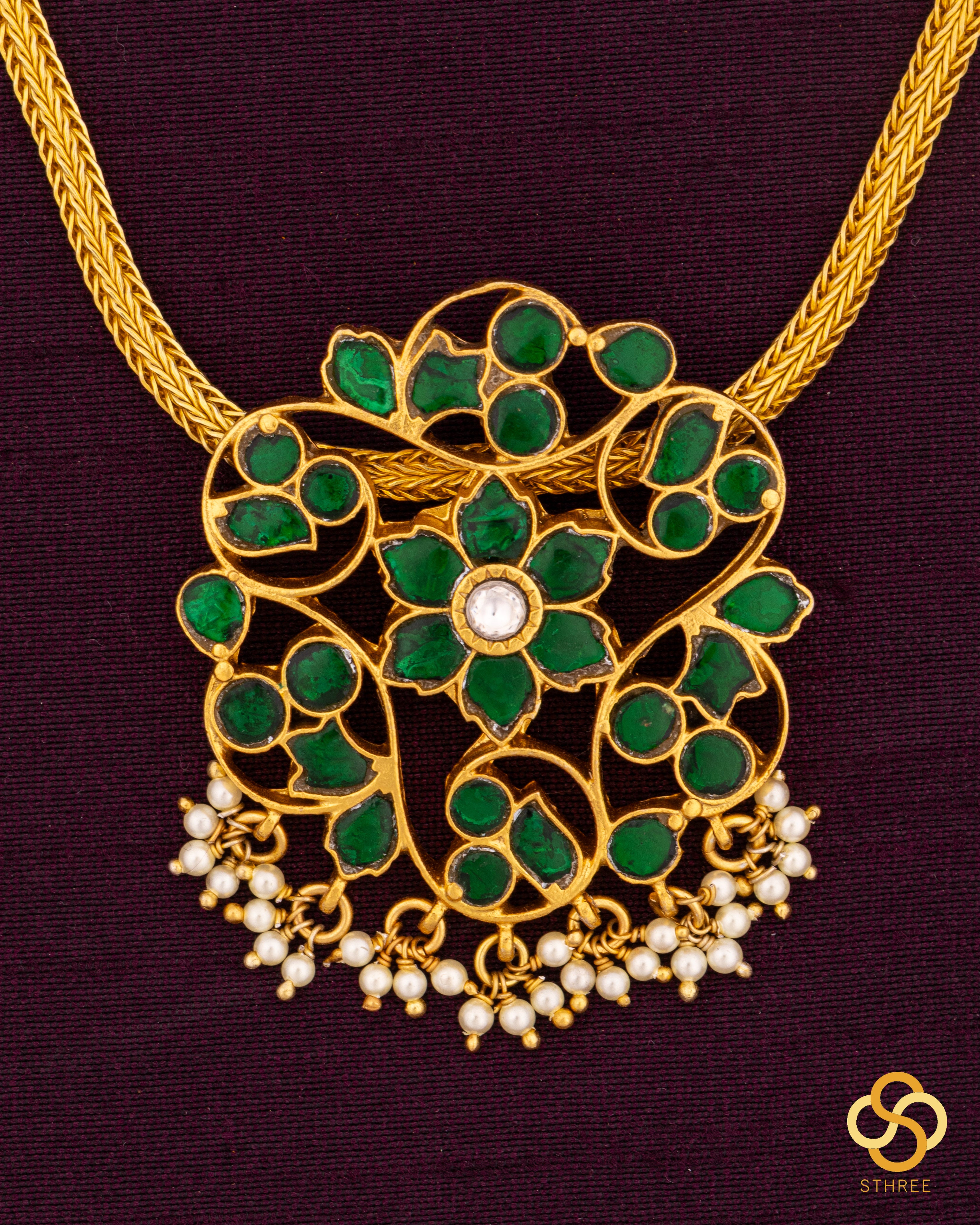 Rakkodi, Parijatha flower design - Emerald Green
