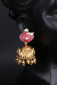 Annam Jhumkas - Red and White