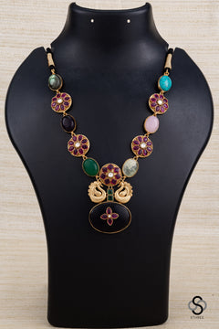 Multi Colour Cabochons with Amethyst Pendant