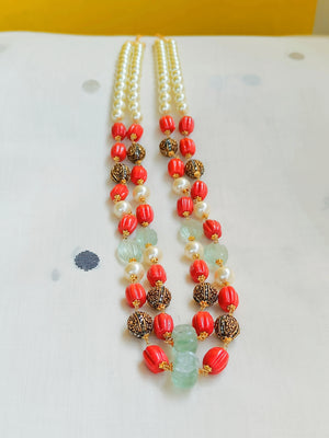 Exclusive mala - Coral, Pearls and Antique Beads