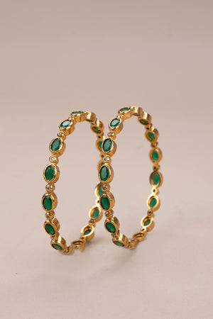 Emerald green and white - Diamond pattern bangle