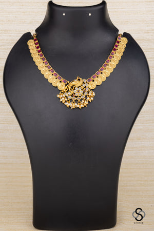 Mayil pendant with lakshmi coins