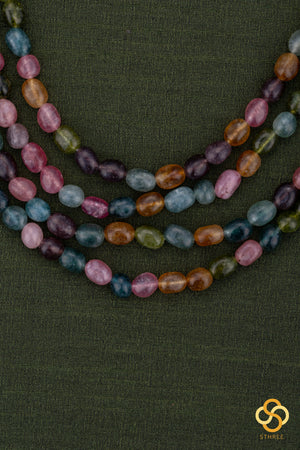 Four Liner - Multi Colour Beads with Gandaberunda Mogappu