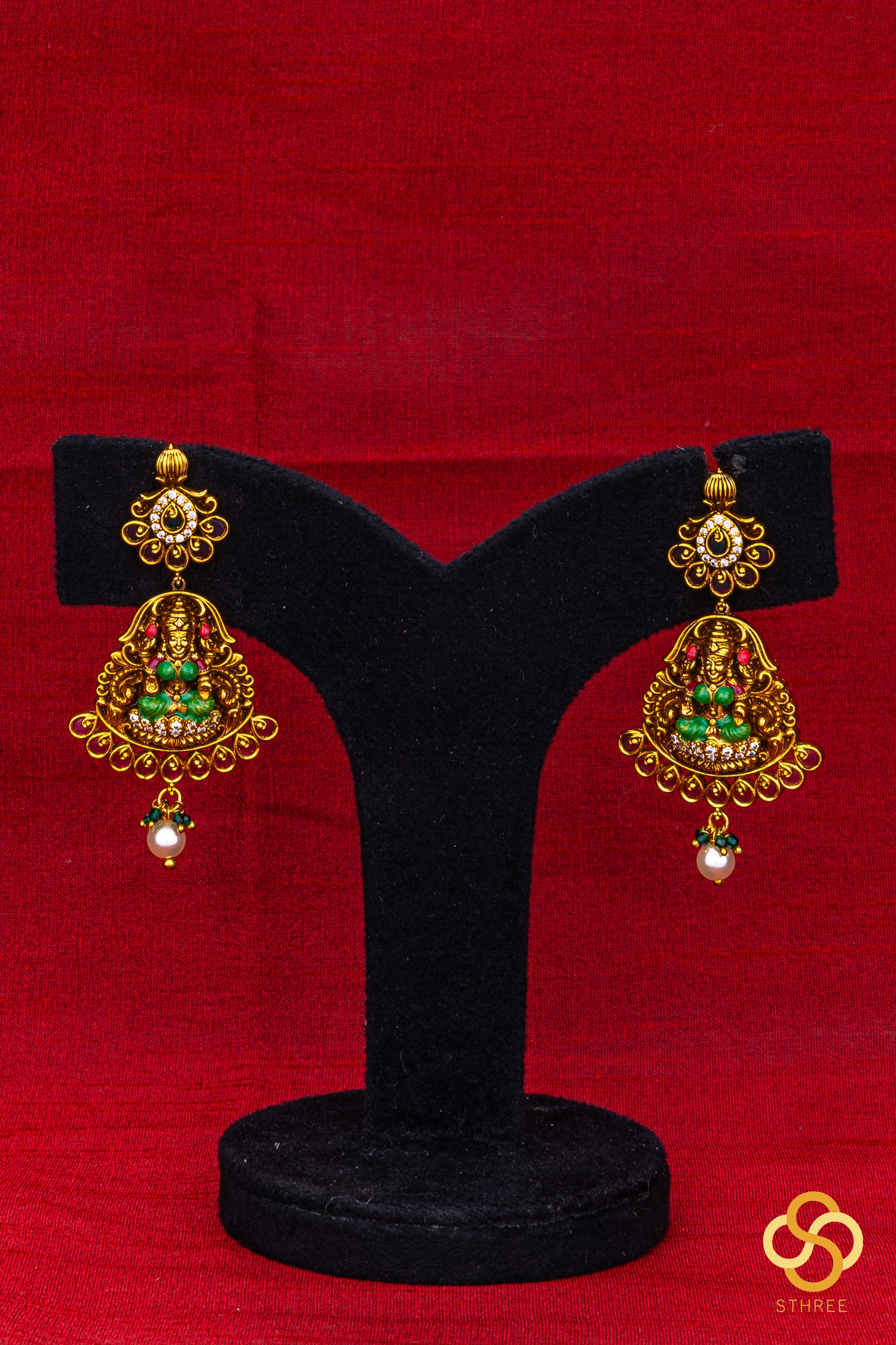 Gajalakshmi necklace with Meenakari work - Small