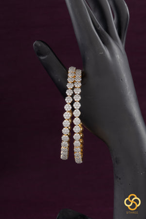 7 stone diamond pattern - Set of 2 - Gold finish