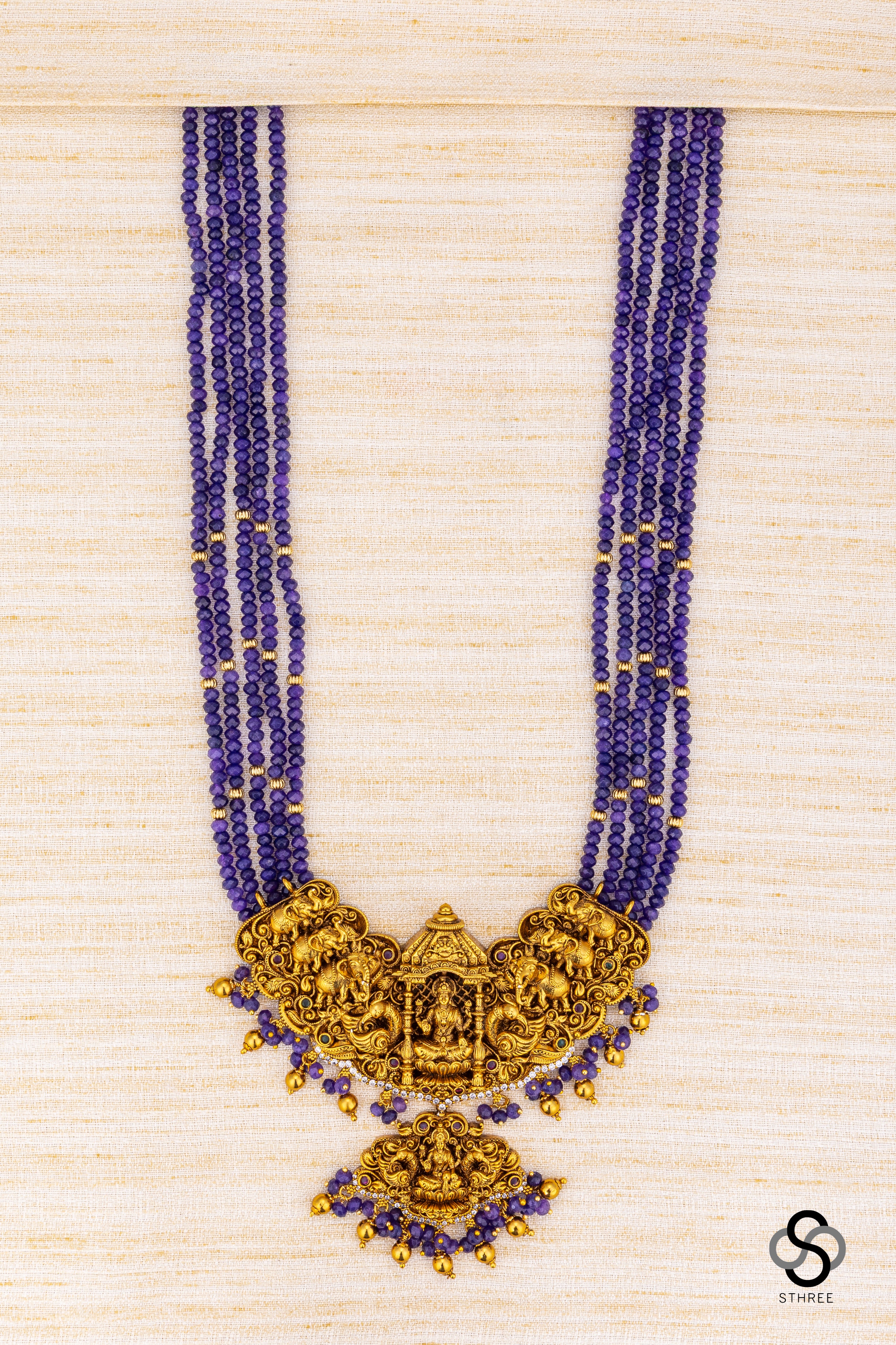 Lakshmi pendant with Nakas work - Amethyst