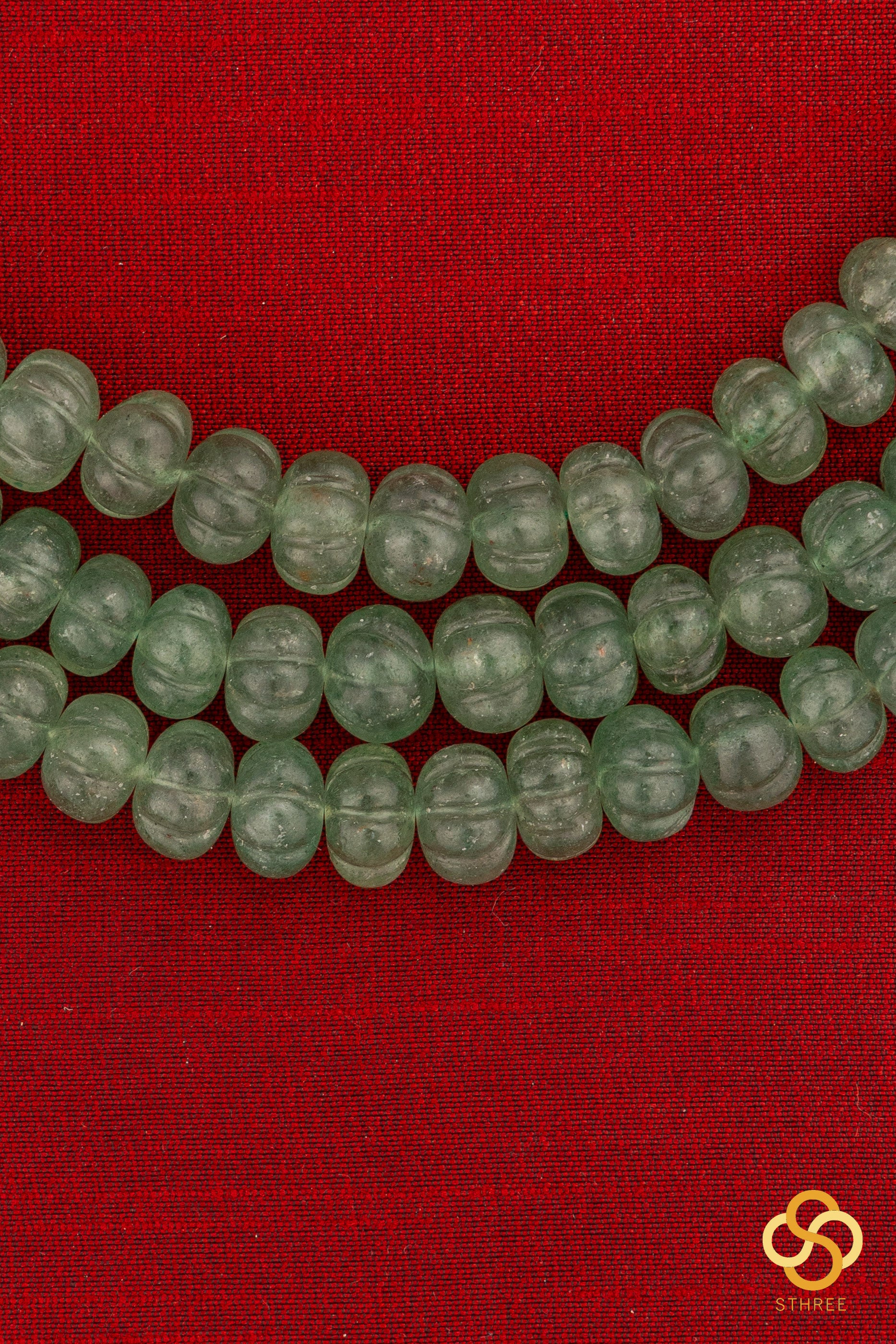 Carved Melon Flurites in Green - Three layers
