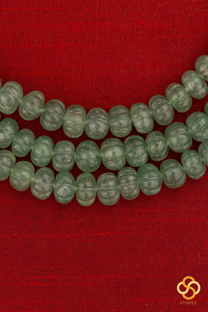 Carved Melon Flurites in Green - Three layers