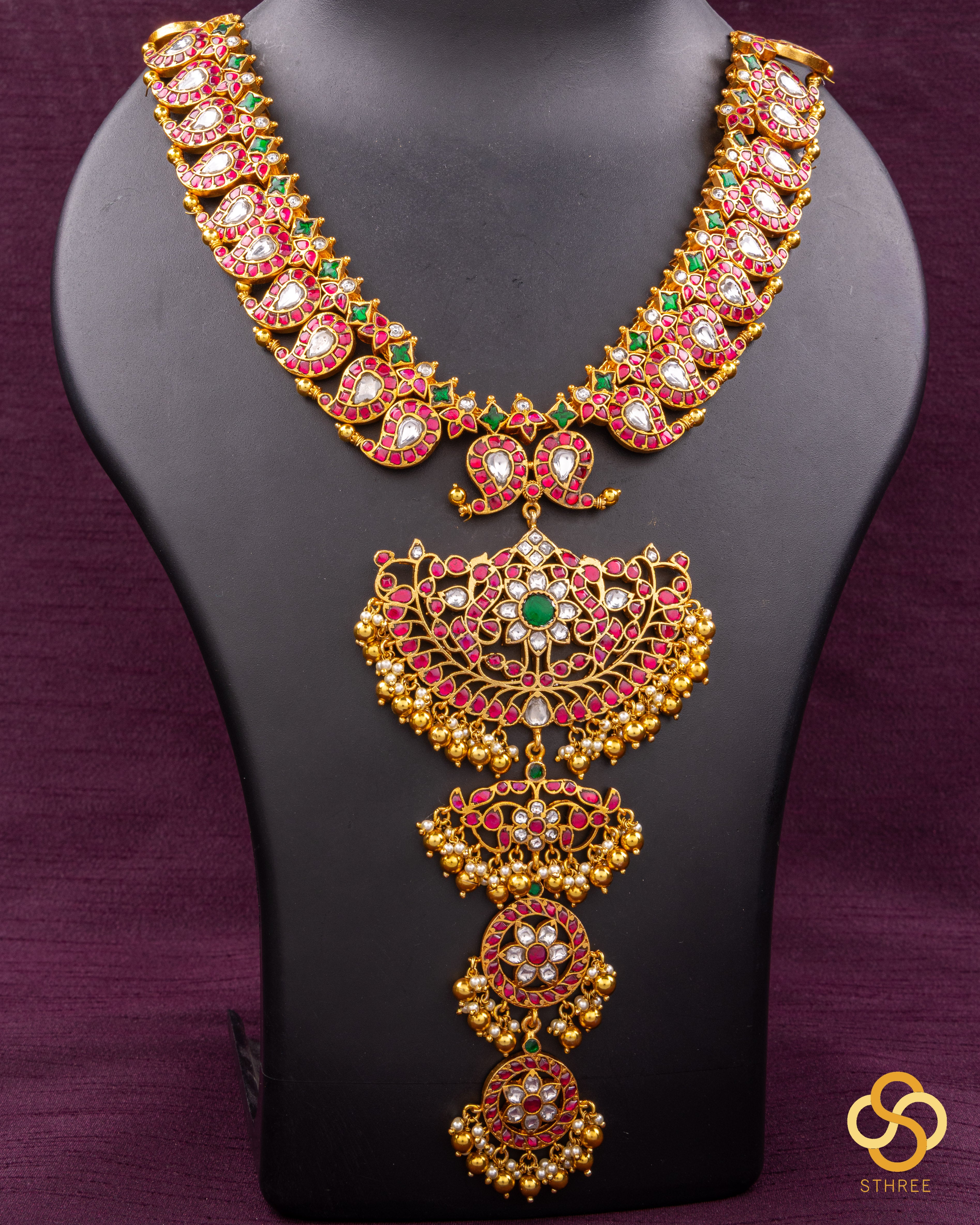 Mango haram with jadai alankaram pieces set as hangings