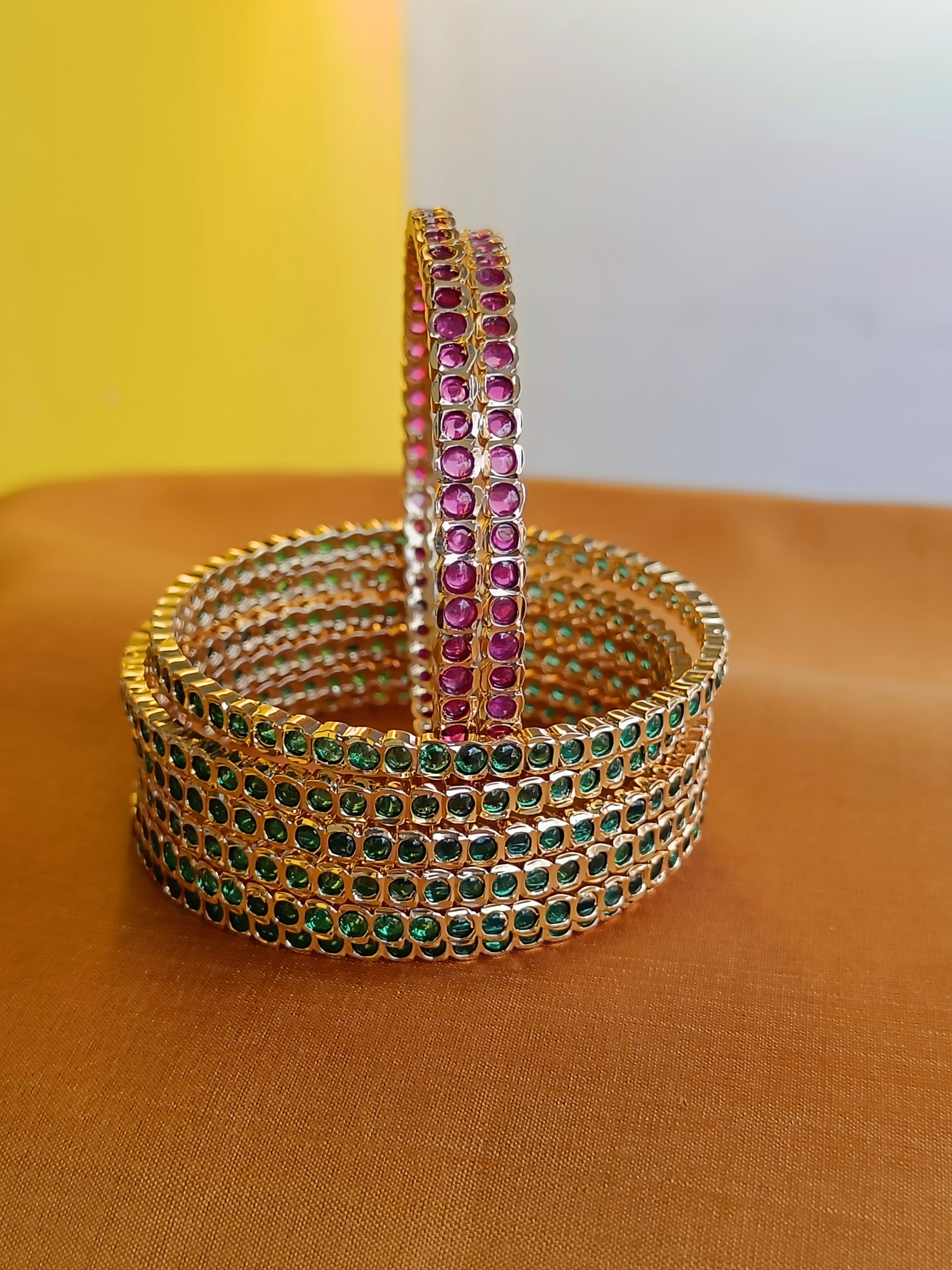 Mini ruby stones aympon bangles