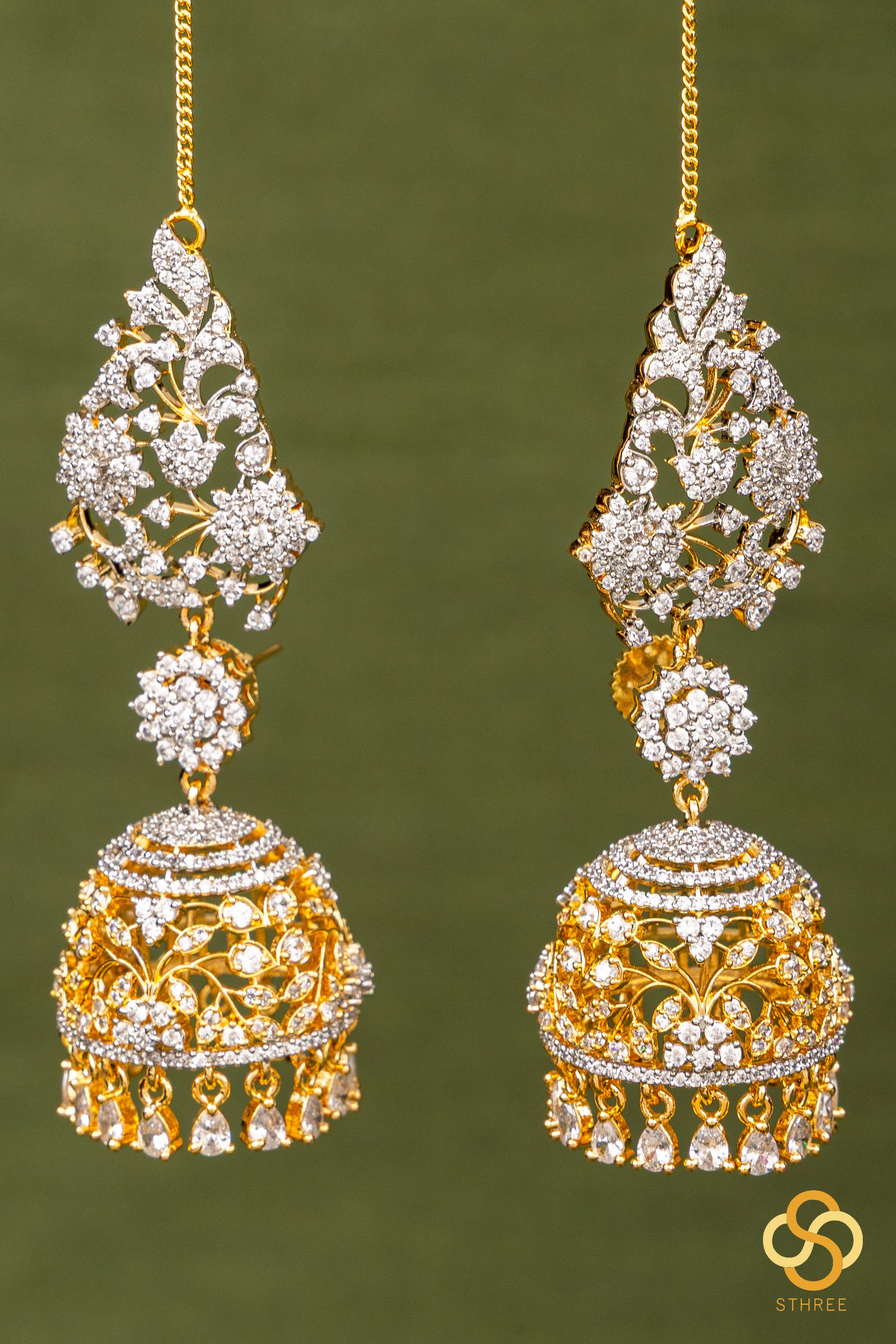 Jhumka with mattal - Diamond pattern