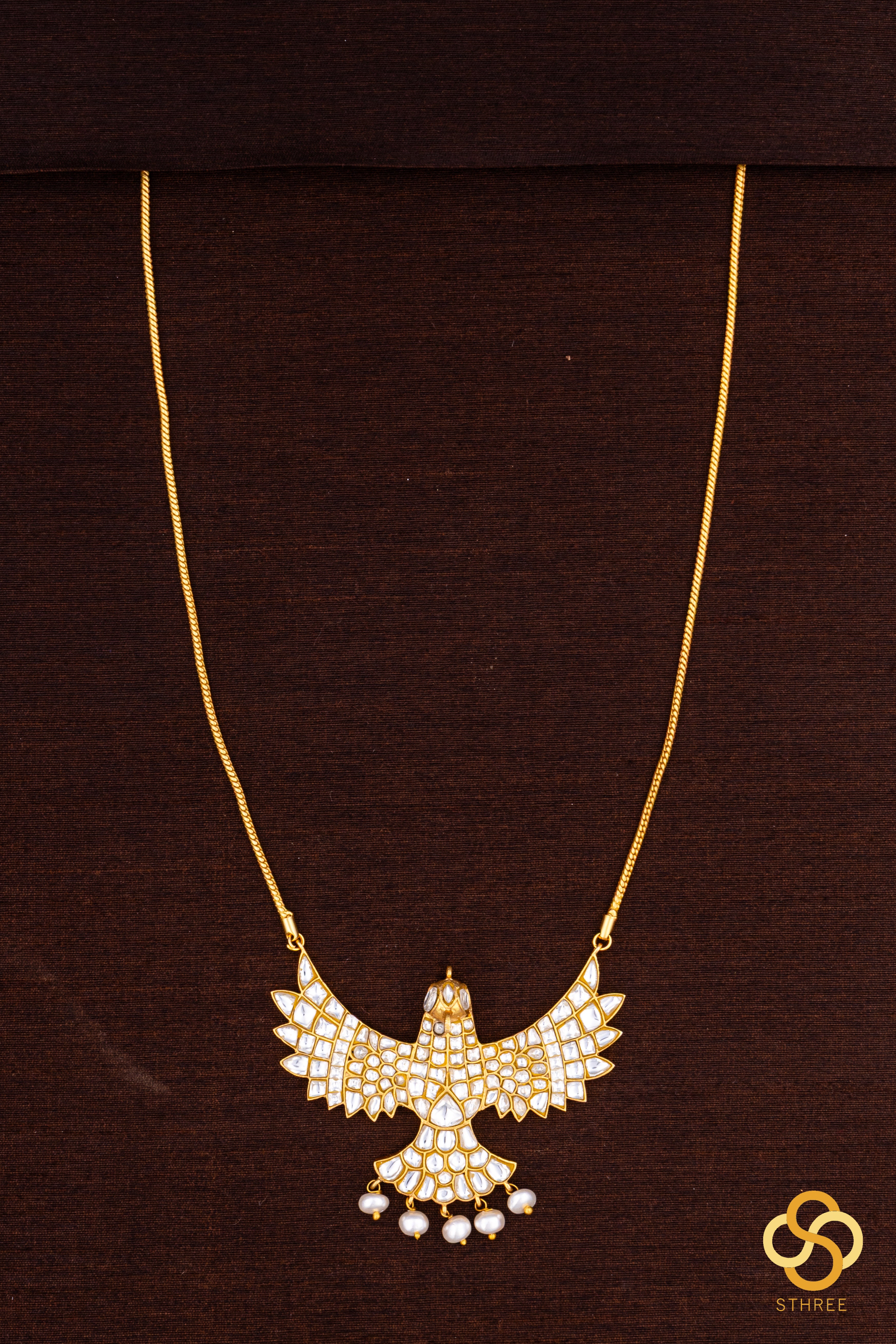 Gandaberunda Pendant with Pearls - All White