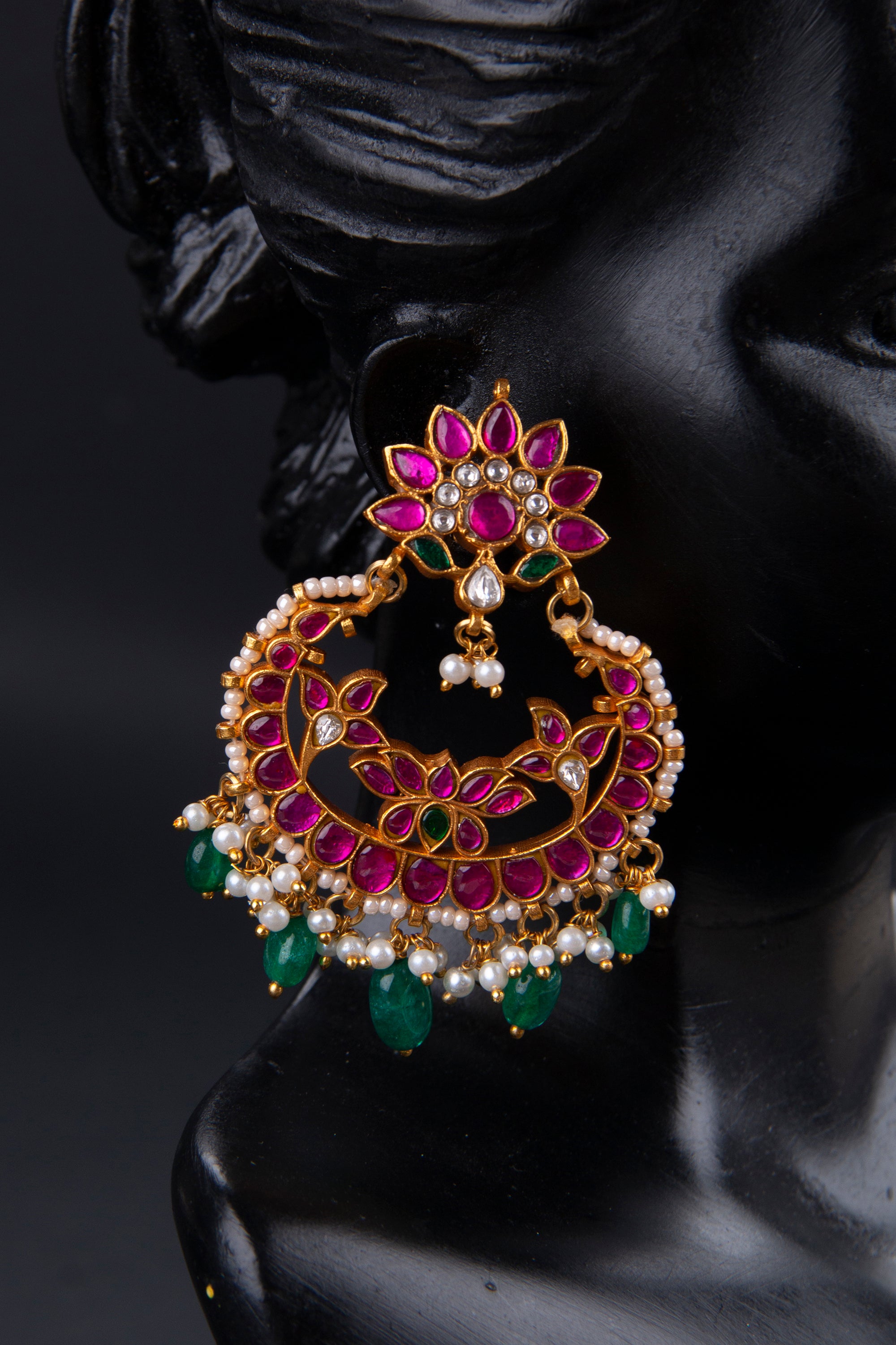 Lotus Chandbali - Jadau Kundan
