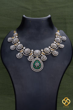 Peacock Zircon necklace - Emerald colour centre piece