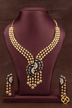 Diamond Pattern Necklace - Sapphire Blue Pendant
