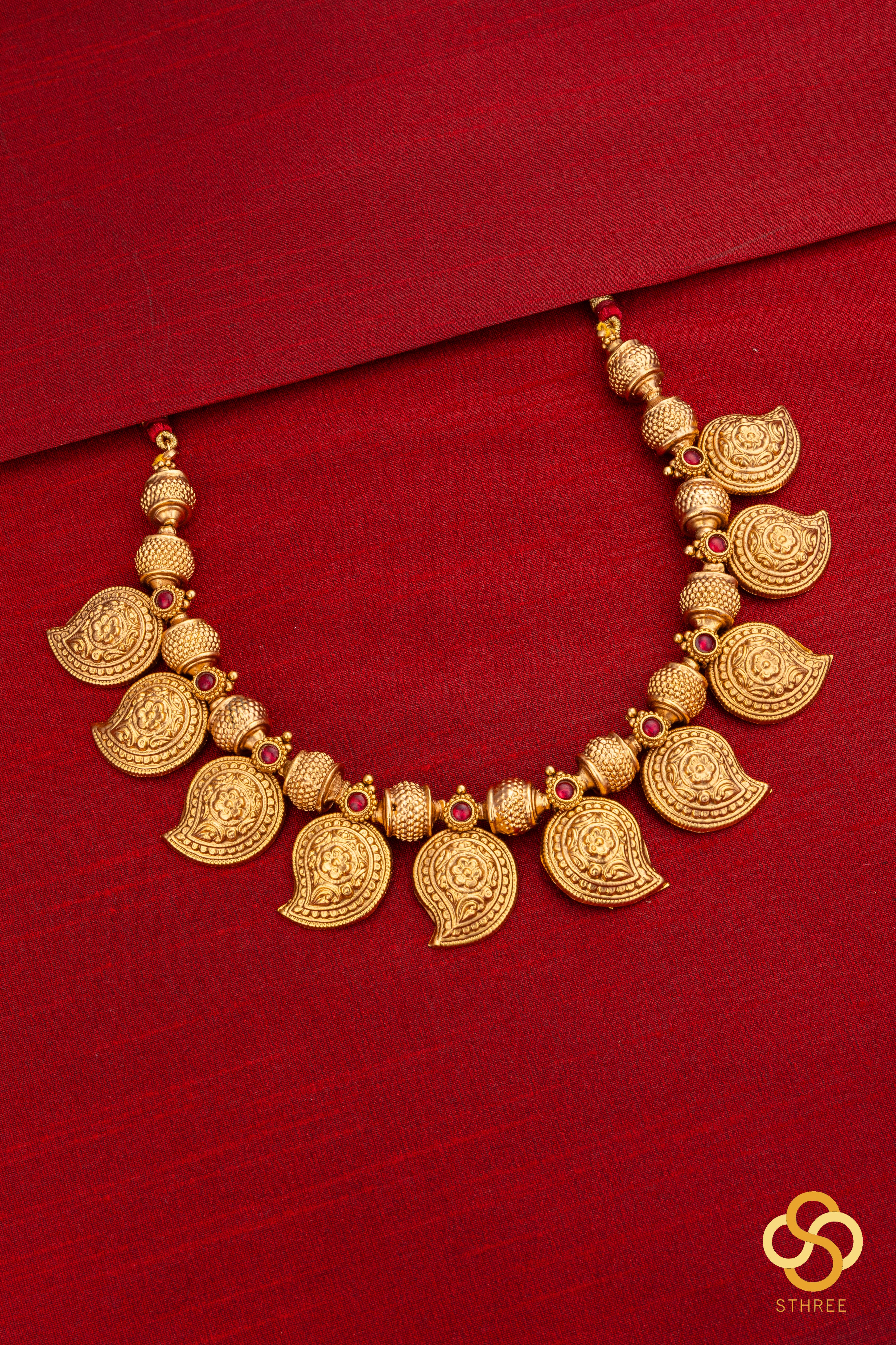 Manga malai - Gold and kemp red set