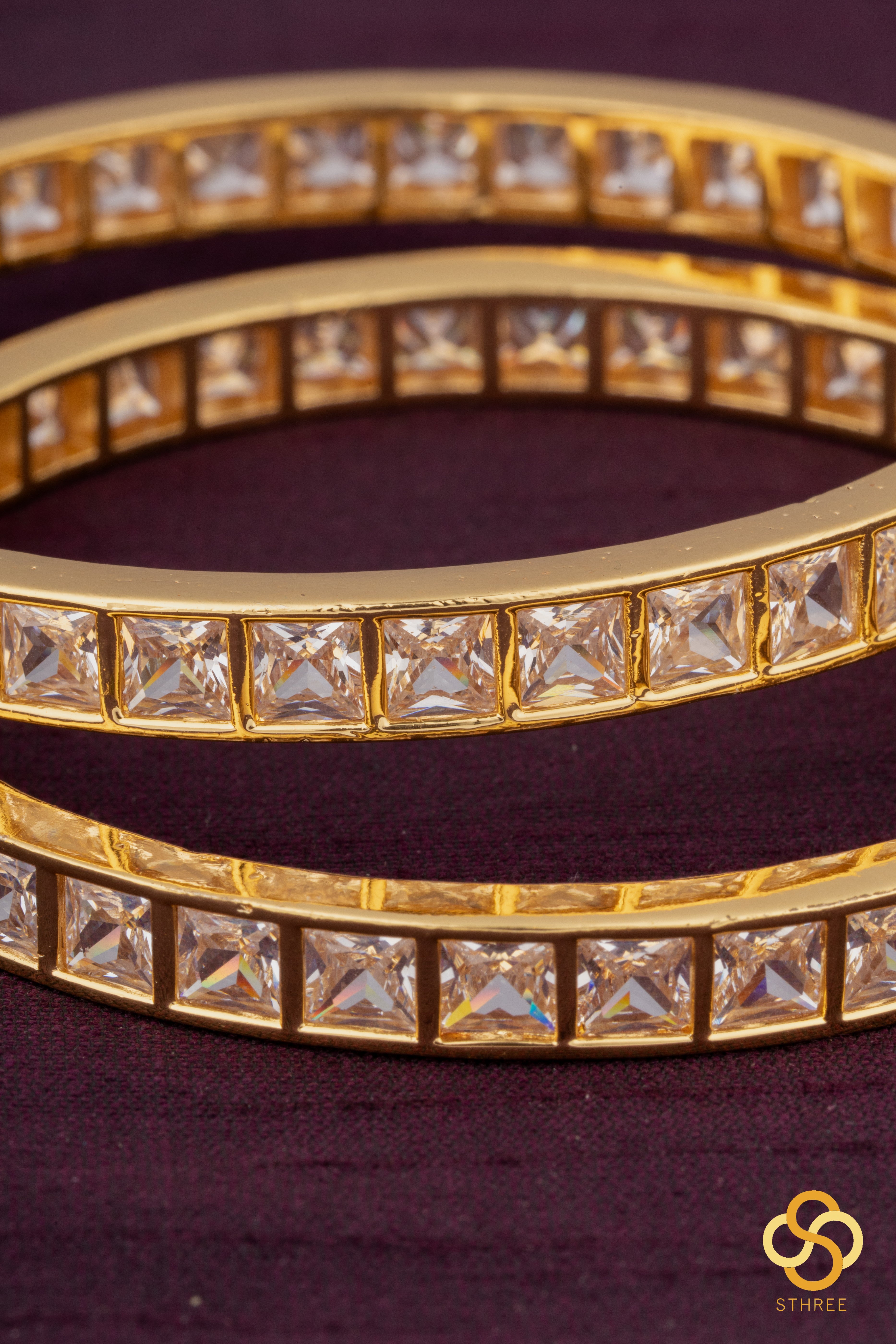 White colour - Square stone bangles