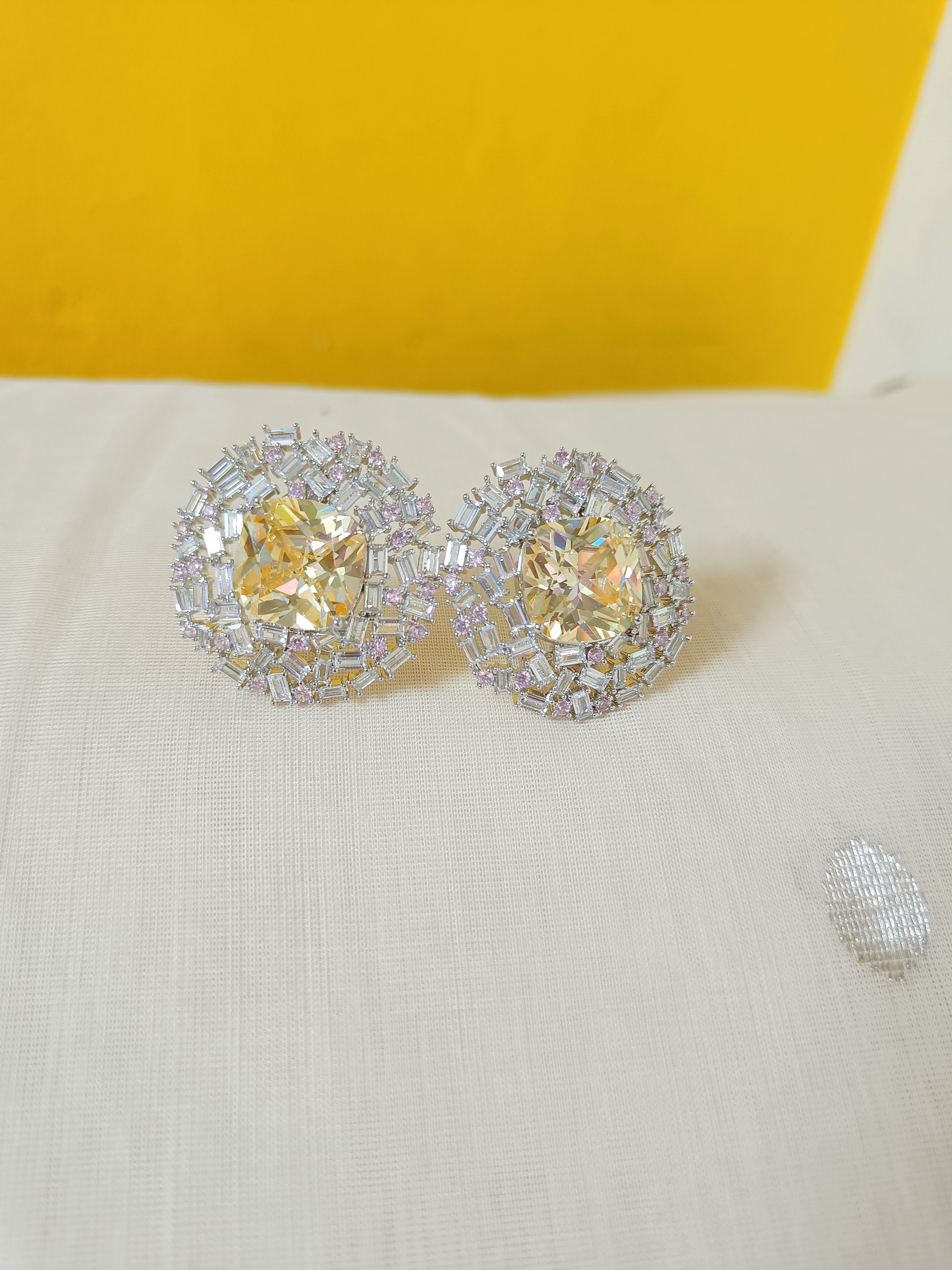 Baguette and lemon citrine earrings