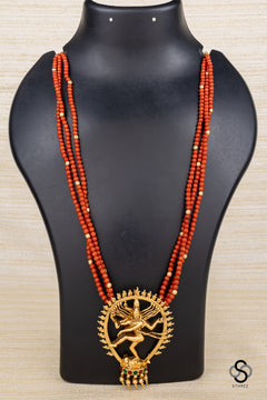 Natarajan pendant with three liner coral set