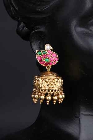 Annam Jhumkas - Red and Green