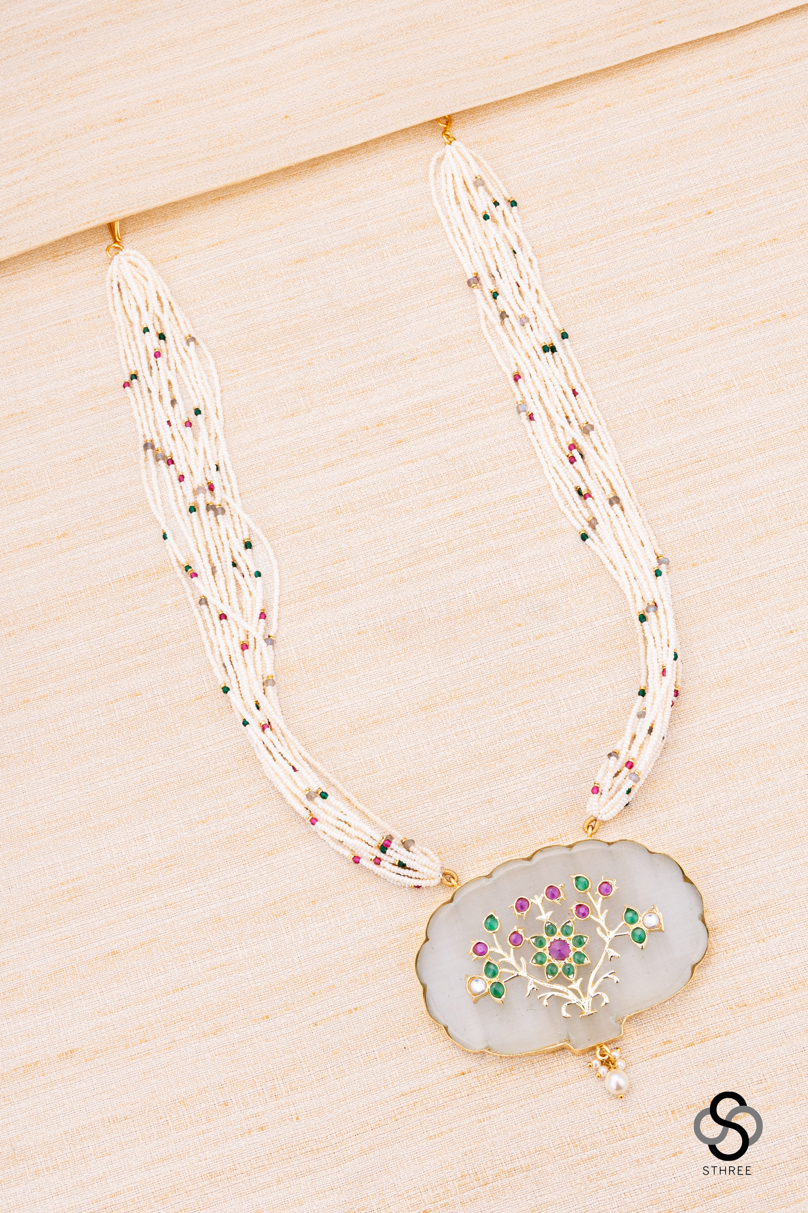 Pearl Bunch with Inlay Work Pendant