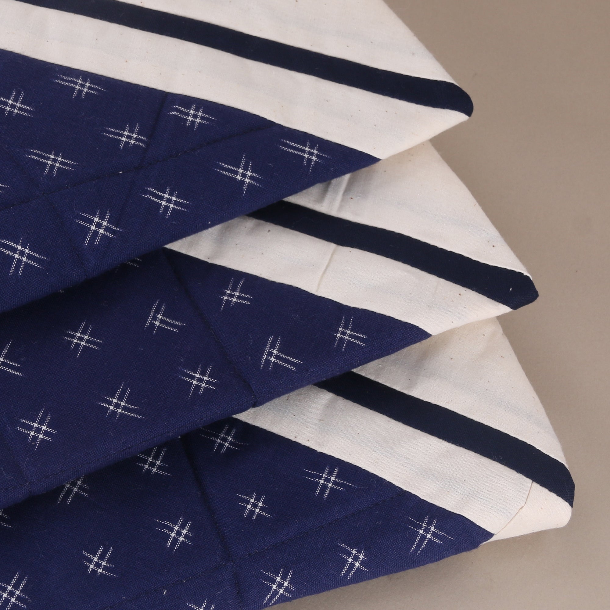 Ikat Cushion covers - Set of 2 - Indigo blue stars