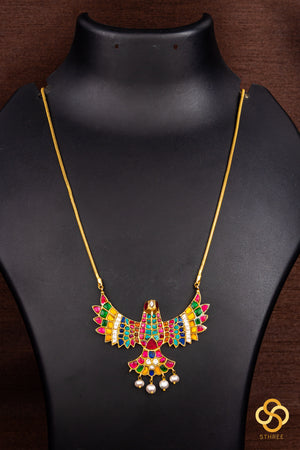 Gandaberunda Pendant with Pearls - Navarathna