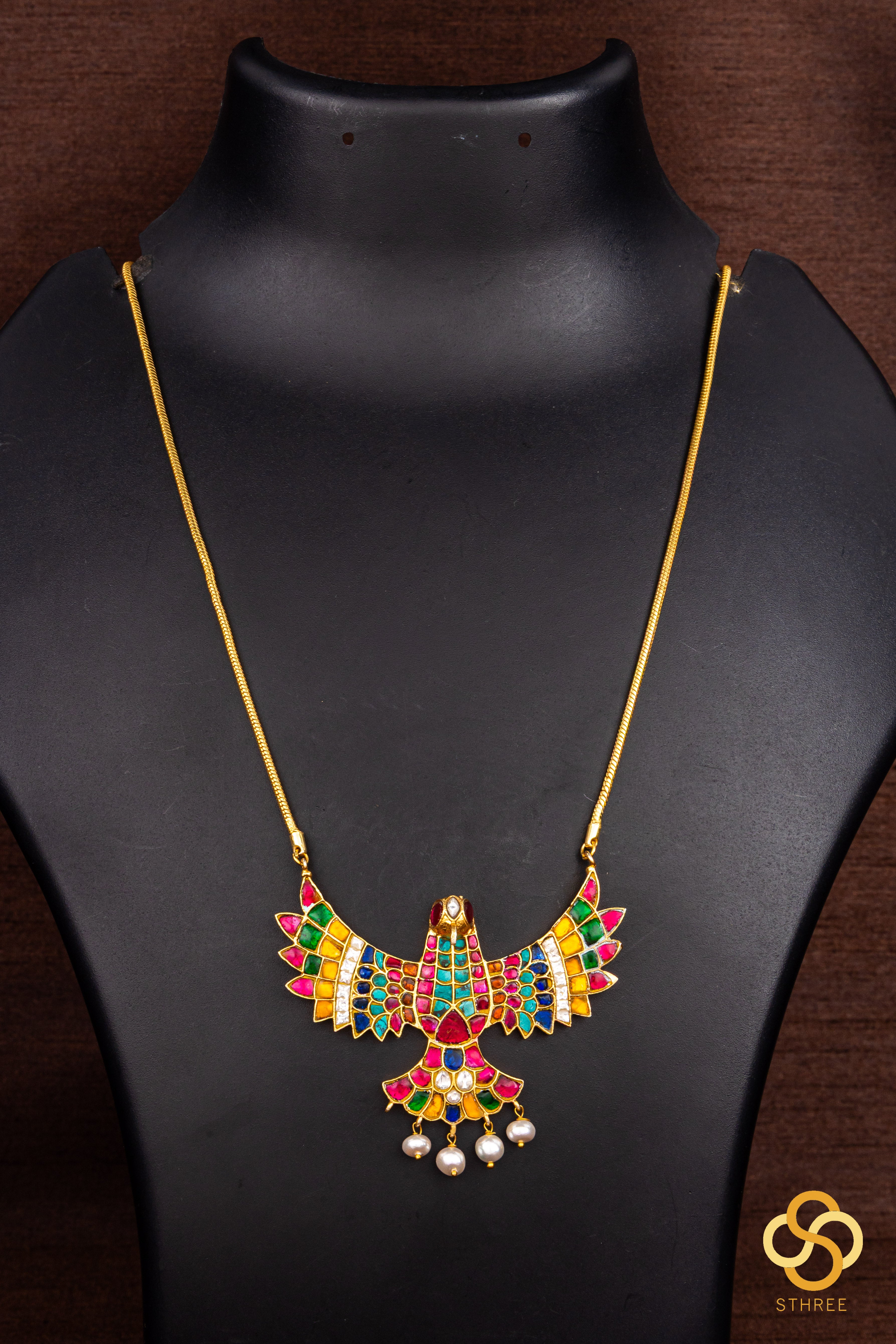 Gandaberunda Pendant with Pearls - Navarathna
