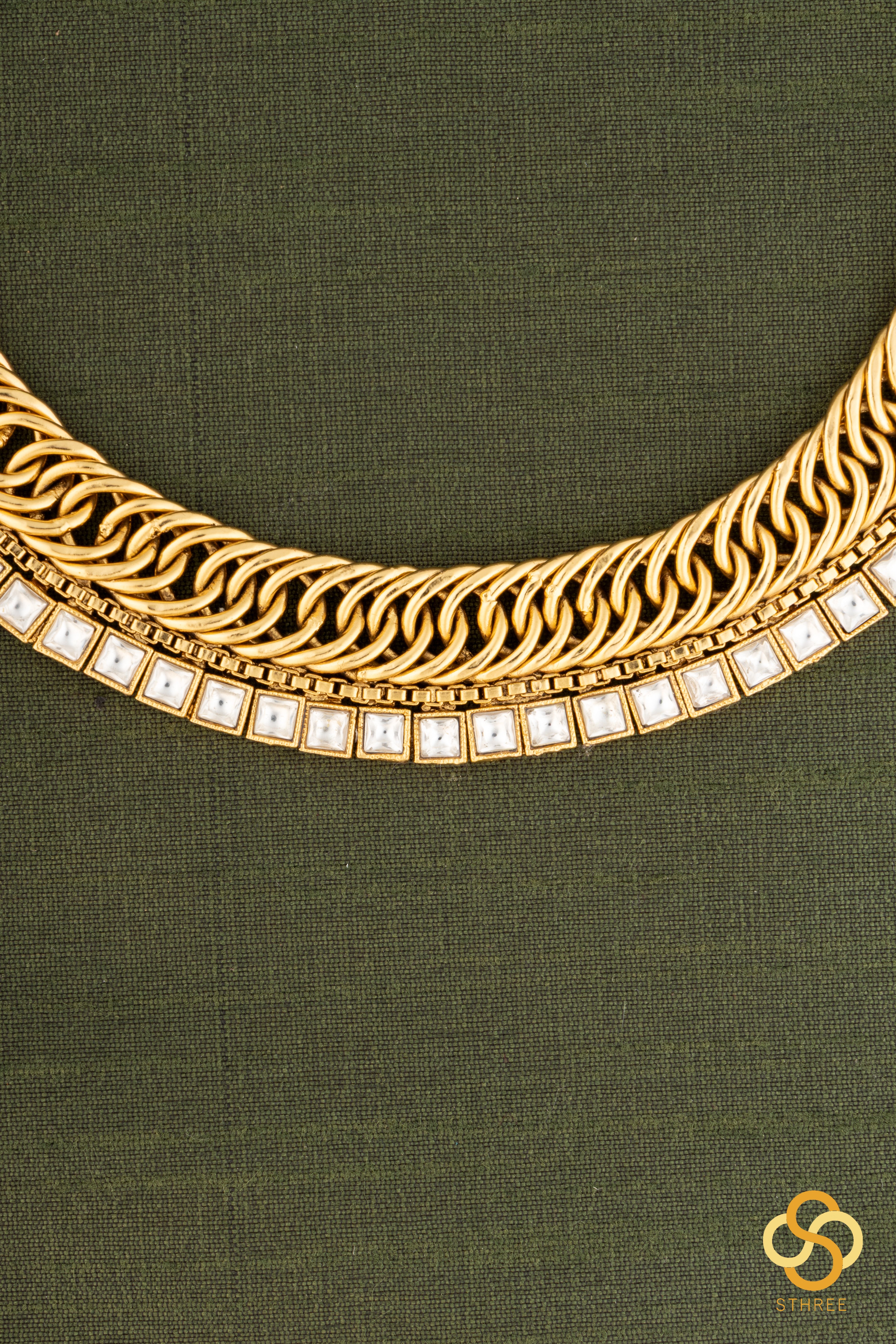 Moissonite stones, antique finish, jadau kundan choker