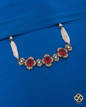 Victorian choker with red stones and zircons