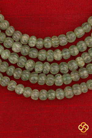 Carved Melon Flurites in Green - Five Layers