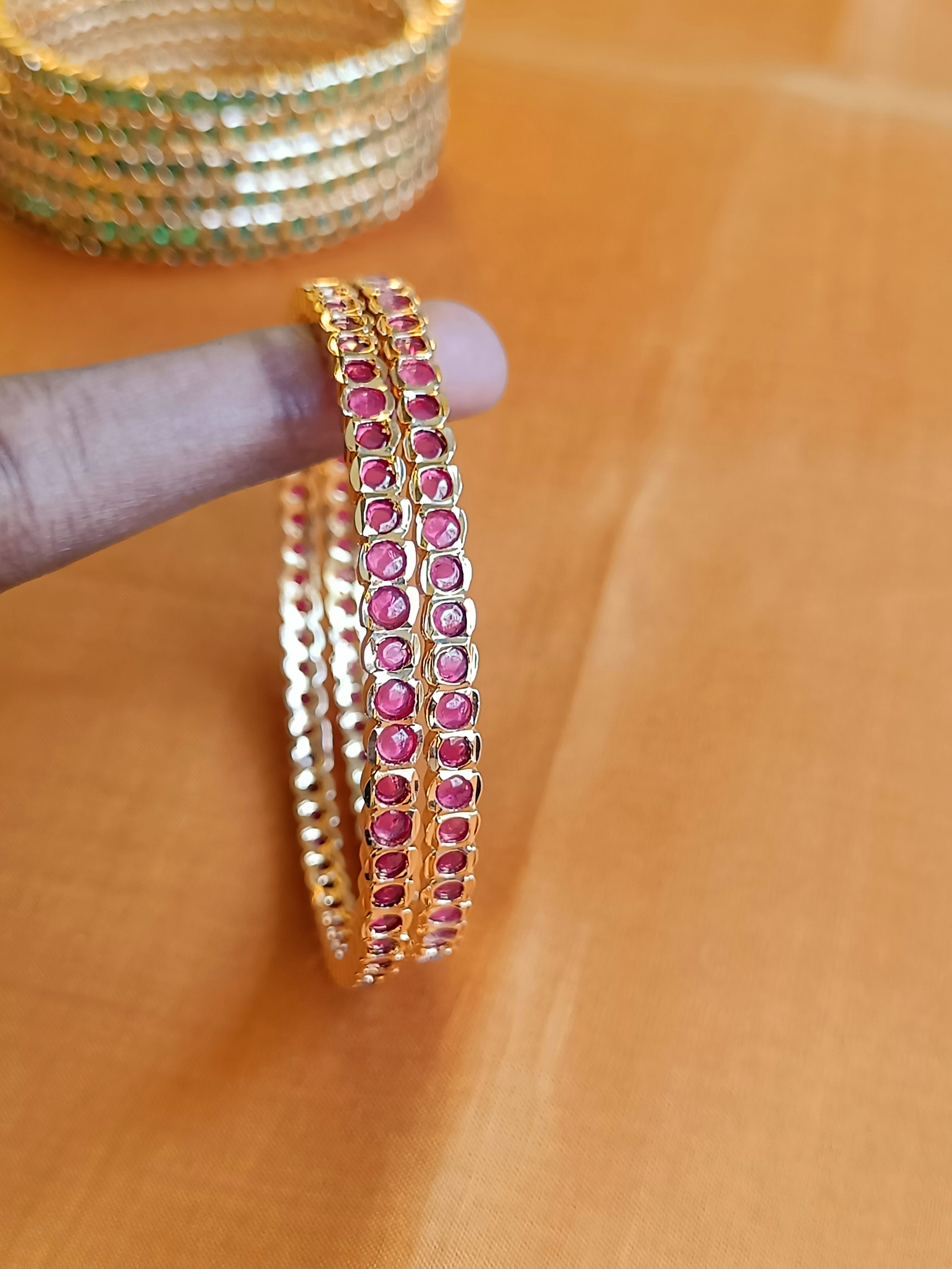 Mini ruby stones aympon bangles
