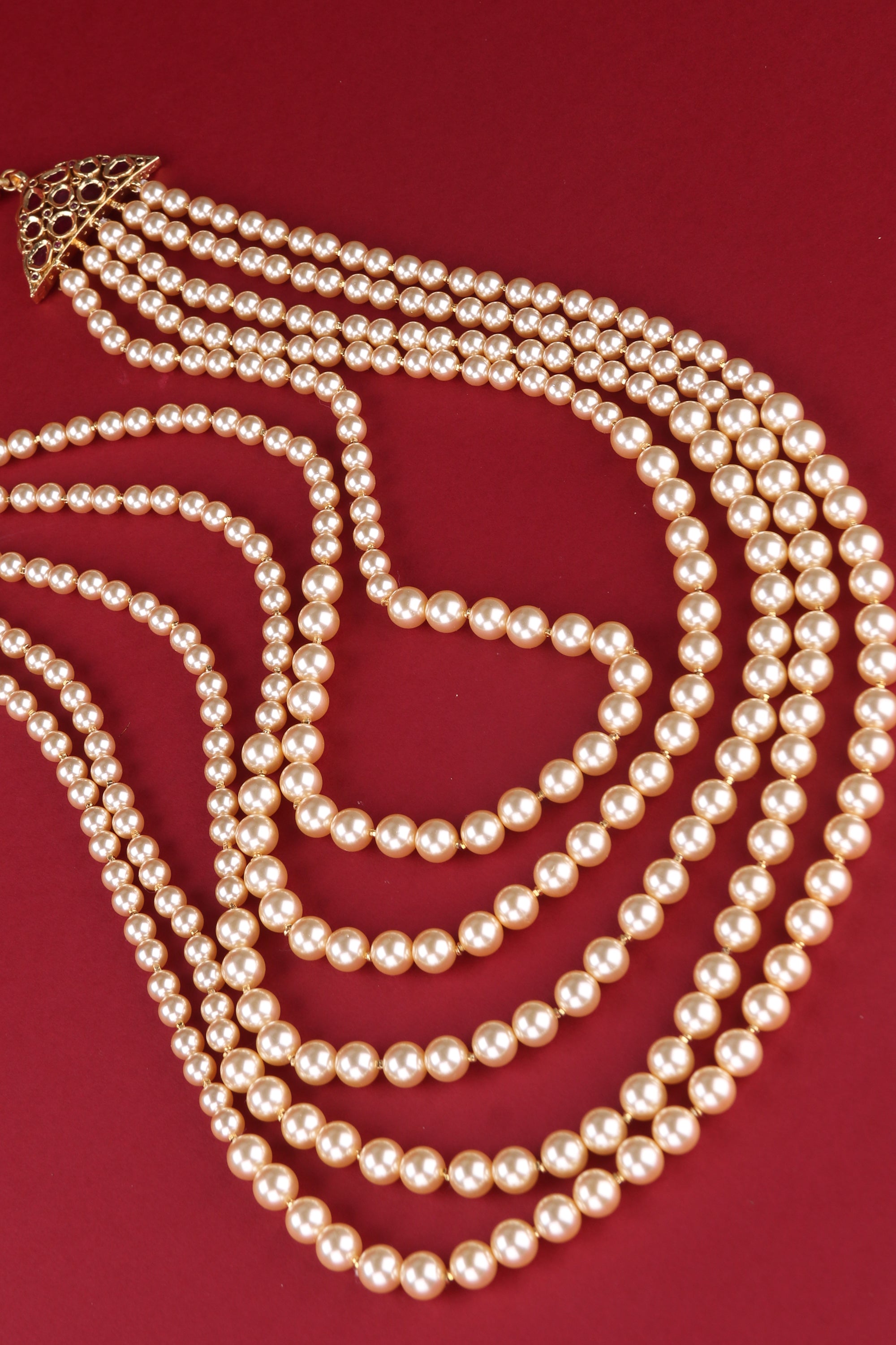 Five Liner Cream Colour Pearls with a Mogappu