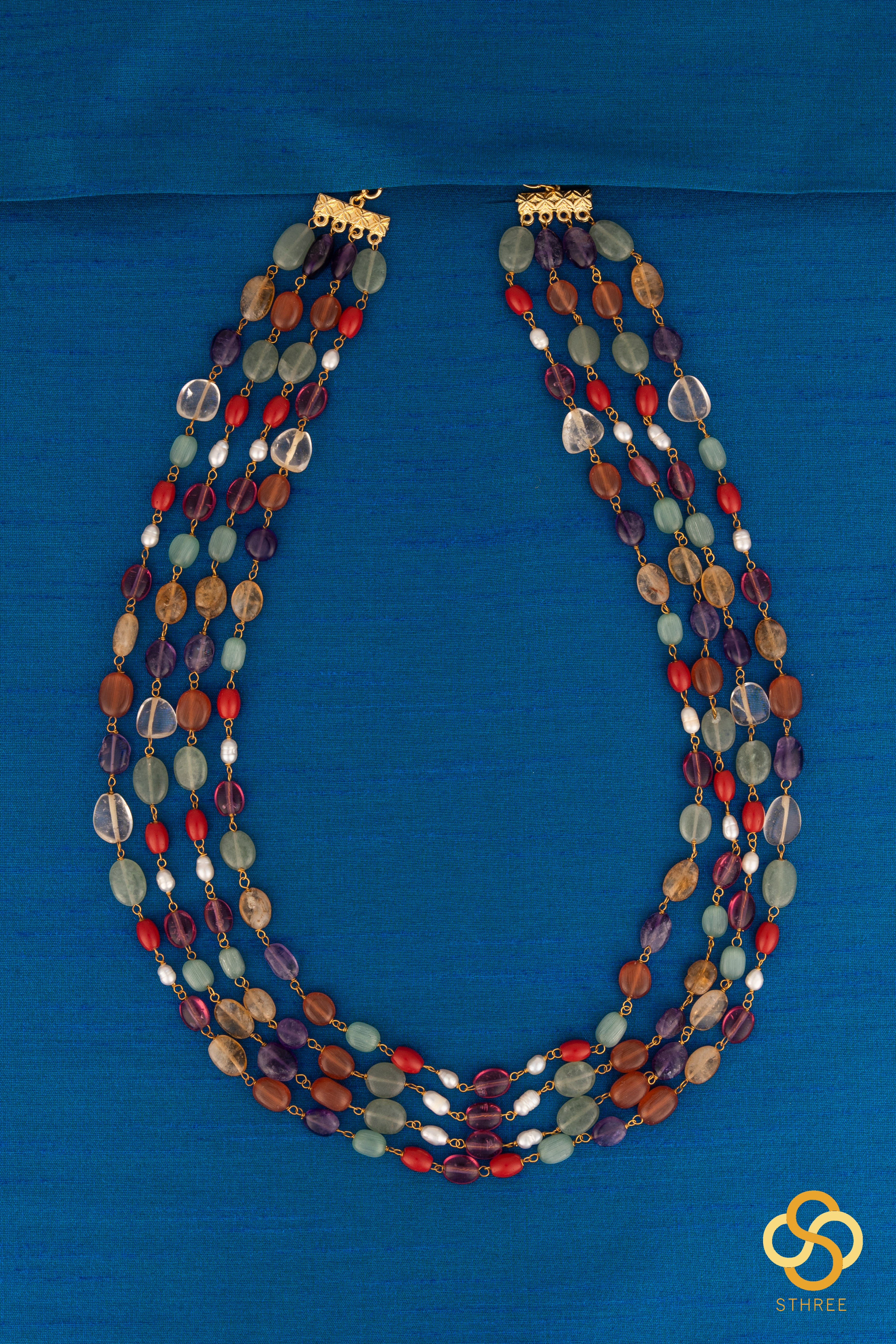 Four liner - Multi colour navarathna beads