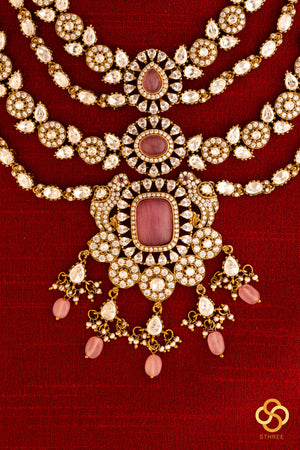 Rani haar - Layered kundan necklace (Pink ruby)
