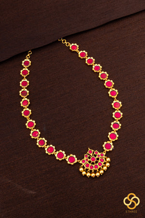 Palakkad Neckalace - Single liner - Kemp Red