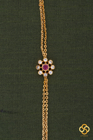 Mogappu with two line chain - Ruby red