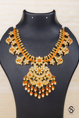 Coral and Moissonaite Neckpiece