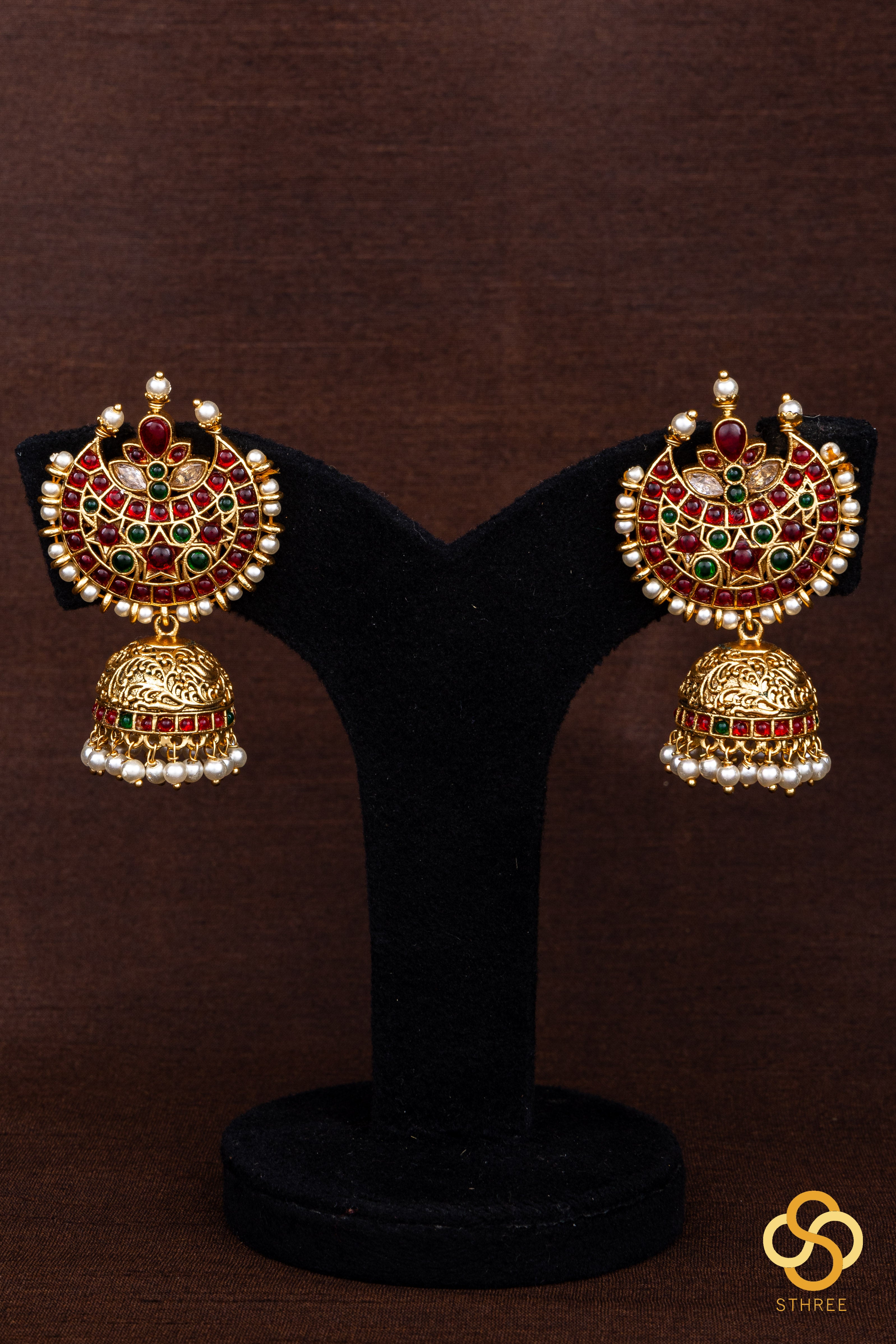 Pearls (7 liner) with chandbali  pendant