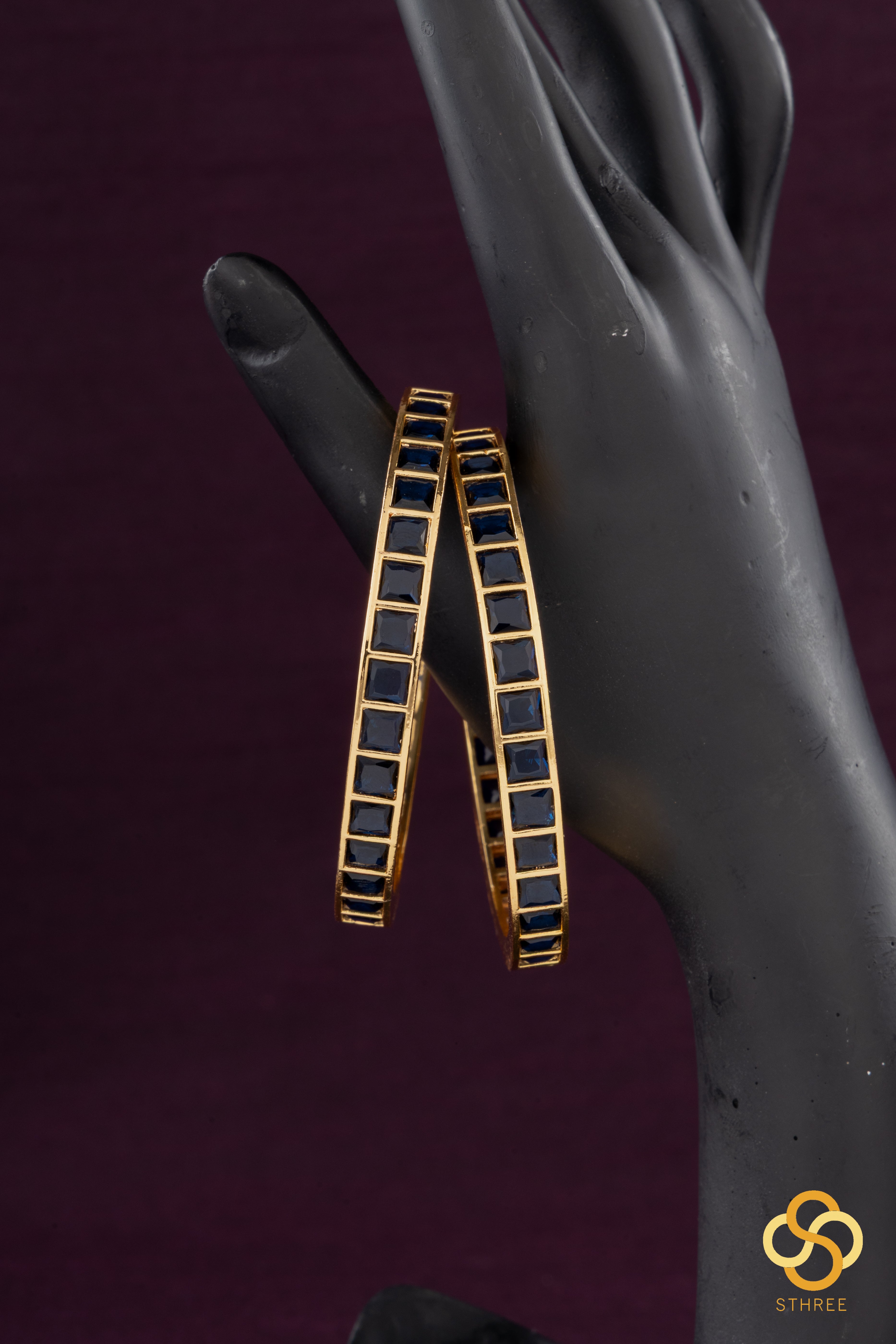 Sapphire blue - Square stone bangles